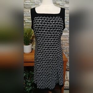 CHAPS‎ Elegant Black and White Midi Dress XL